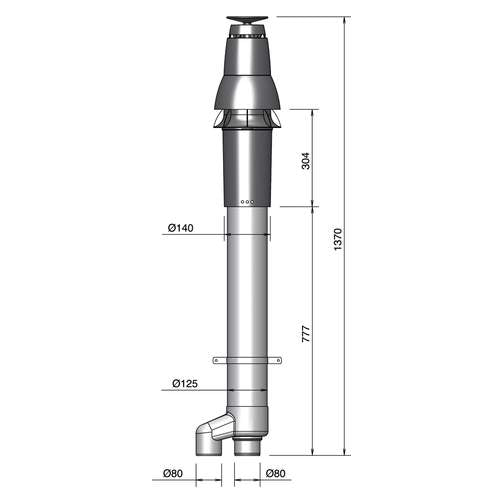 Burgerhout Skyline 3000 Safe-PP Kunststof dakdoorvoer HR 2x80 mm 400452782 kopen? Technische tekening | CVketel.nl