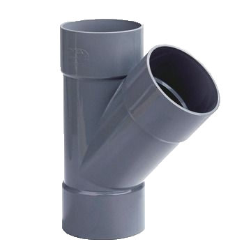 Dyka PVC T-stuk 40mm 3x lijmmof 45° grijs - cvketel.nl 